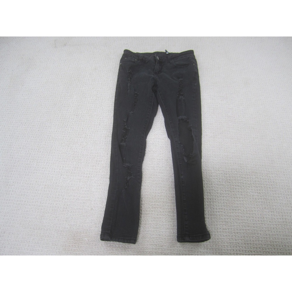 Fashion Nova Jeans Womens 5 Black‎ Distressed Ripped Skinny Stretch Denim Washed